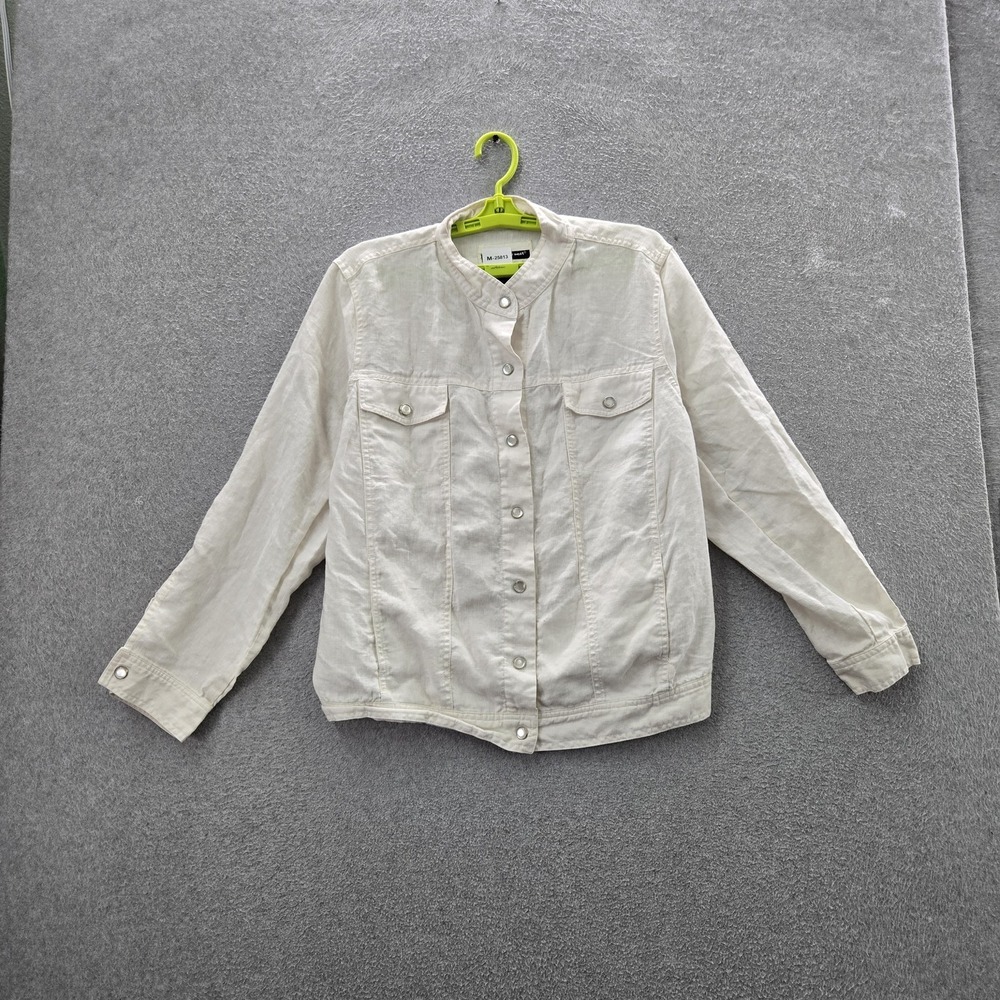 Saint Tropez West Women Shirt Jacket 2X‎ White Linen Coastal Beach